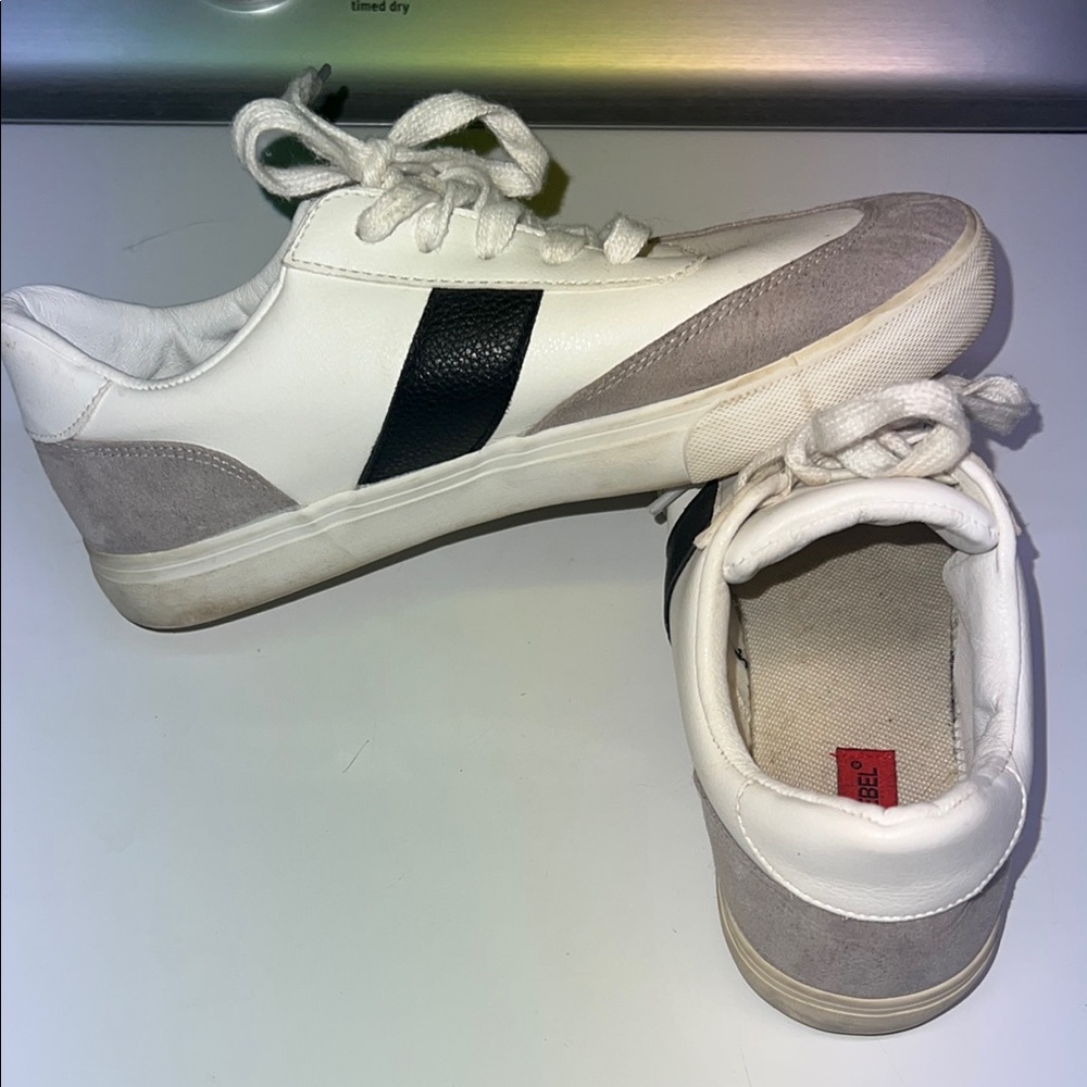 White and Gray Sneakers with Suede Accents